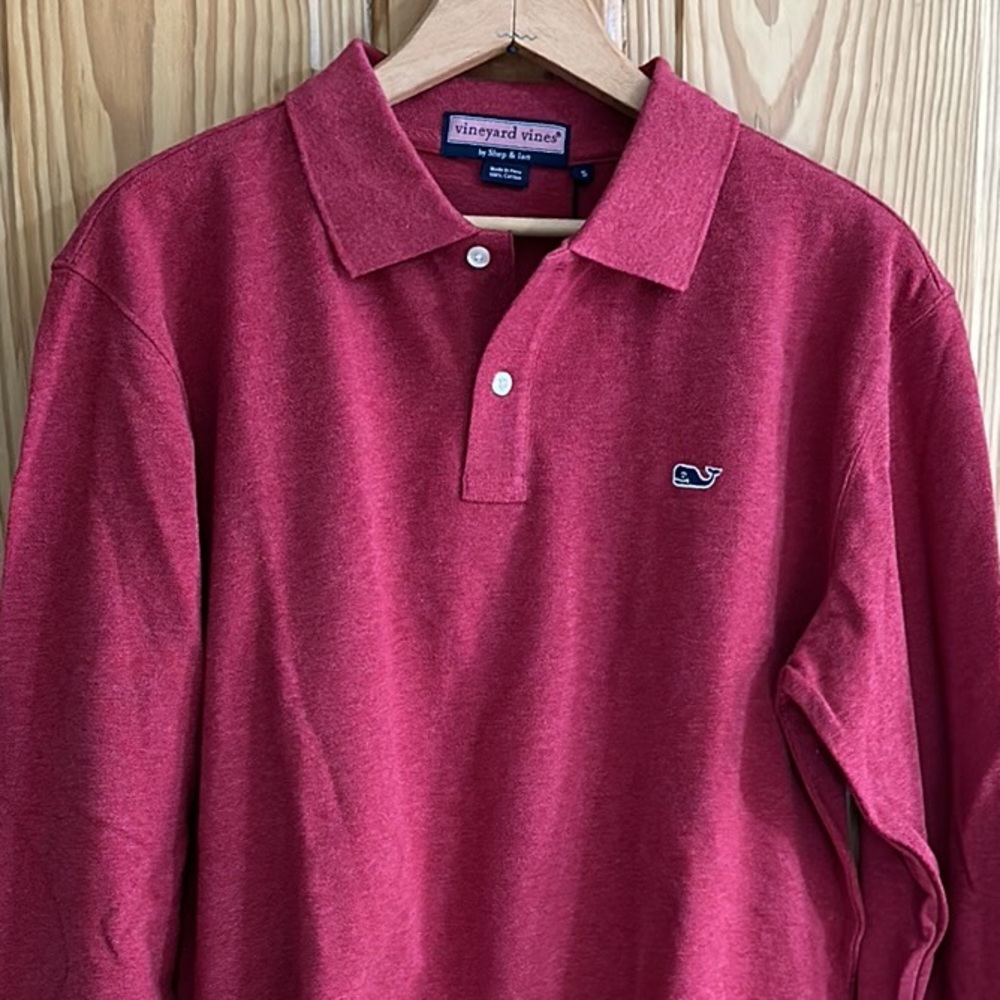 NWT Vineyard Vines Mens Long Sleeves Red Polo Shirt